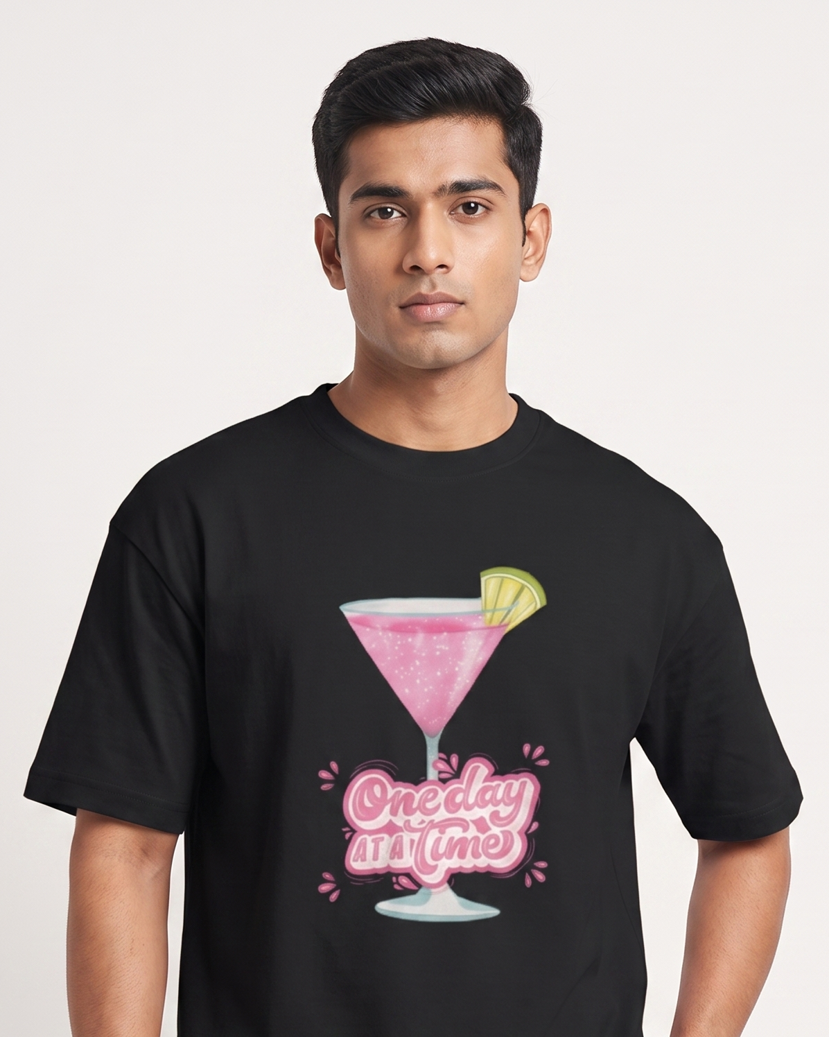 Cosmo - Black - Chapter26 premium oversized graphic t-shirt, worn by a model