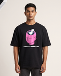 Emotional Connection Error - Black - Chapter26 premium oversized graphic t-shirt, worn by a model