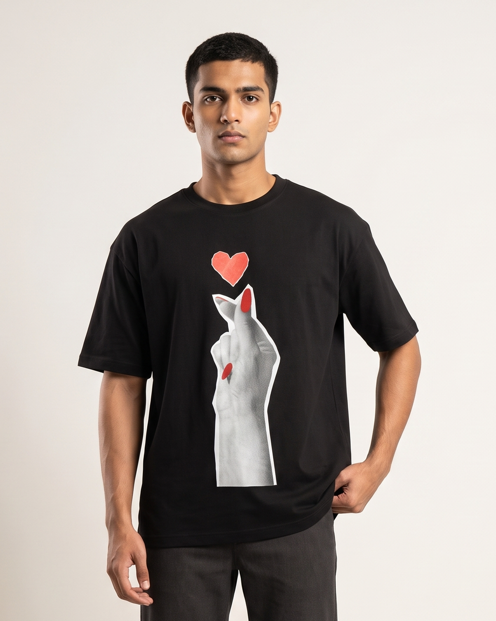Grunge Love - Black - Chapter26 premium oversized graphic t-shirt, worn by a model