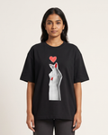 Grunge Love - Black - Chapter26 premium oversized graphic t-shirt, worn by a female model