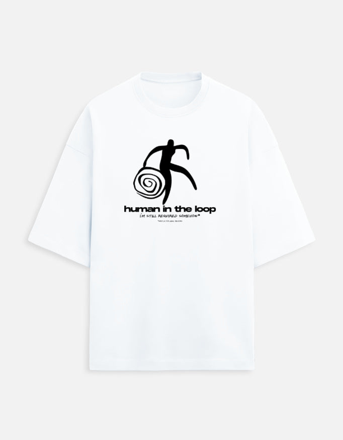Human In The Loop - Light - White - Chapter26 premium oversized graphic t-shirt, shown flat
