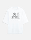 AI Average Intelligence - Light - White - Chapter26 premium oversized graphic t-shirt, shown flat