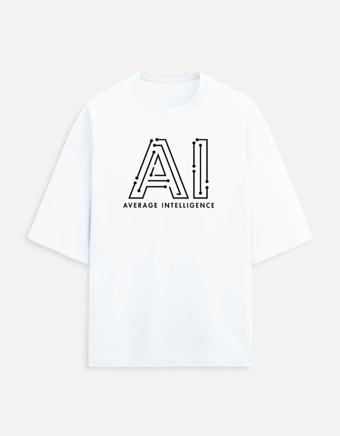 AI Average Intelligence - Light - White - Chapter26 premium oversized graphic t-shirt, shown flat