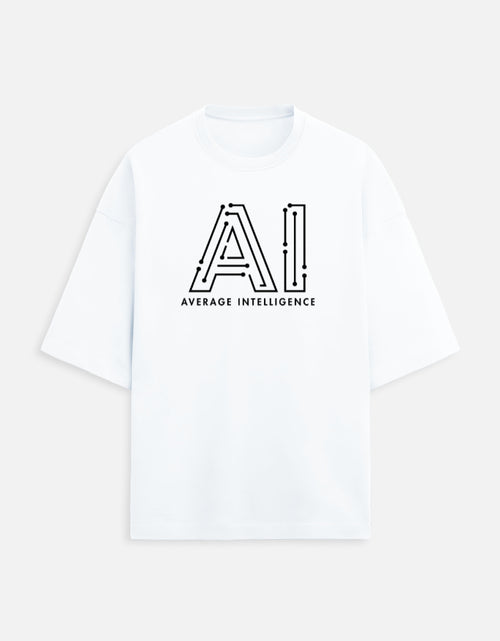 AI Average Intelligence - Light - White - Chapter26 premium oversized graphic t-shirt, shown flat