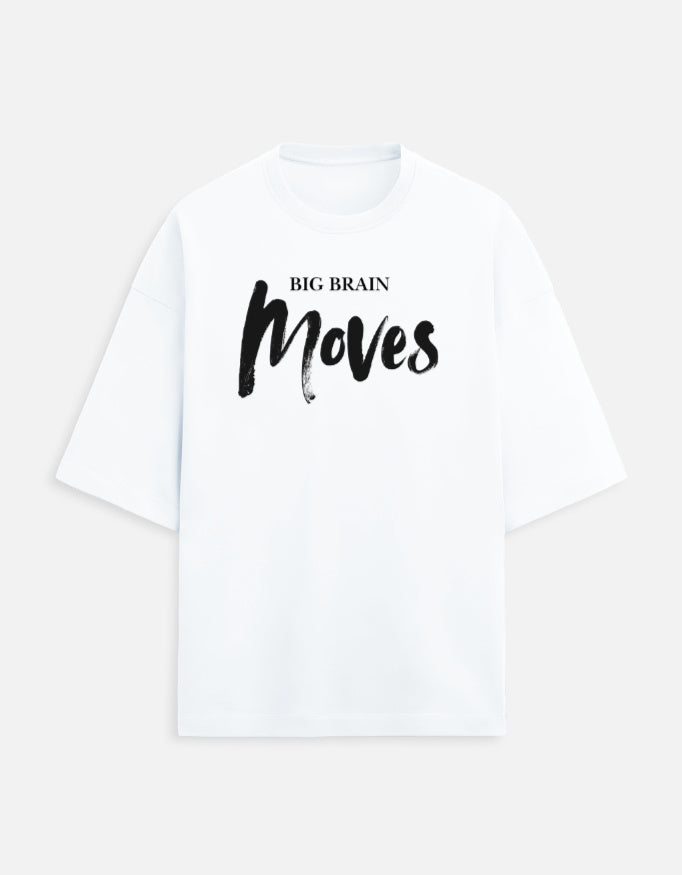 Big Brain Moves - Light - White - Chapter26 premium oversized graphic t-shirt, shown flat
