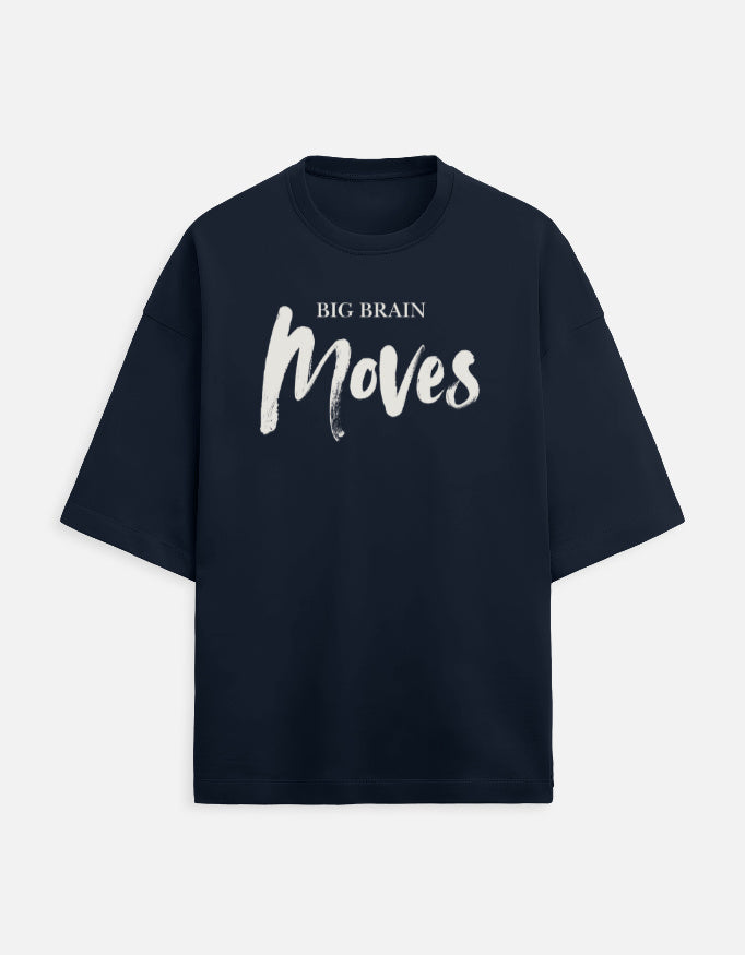 Big Brain Moves - Dark - Navy Blue - Chapter26 premium oversized graphic t-shirt, shown flat