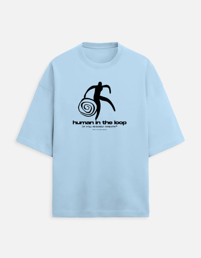 Human In The Loop - Light - Baby Blue - Chapter26 premium oversized graphic t-shirt, shown flat