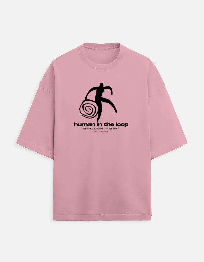 Human In The Loop - Light - Flamingo - Chapter26 premium oversized graphic t-shirt, shown flat