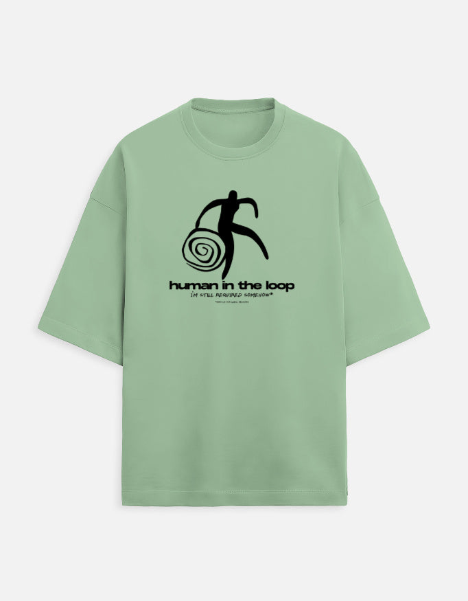 Human In The Loop - Light - Jade - Chapter26 premium oversized graphic t-shirt, shown flat