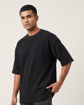 Basic Black oversized t-shirt front on model
