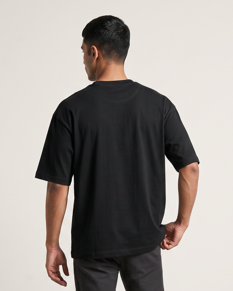 Black oversized t-shirt back on model