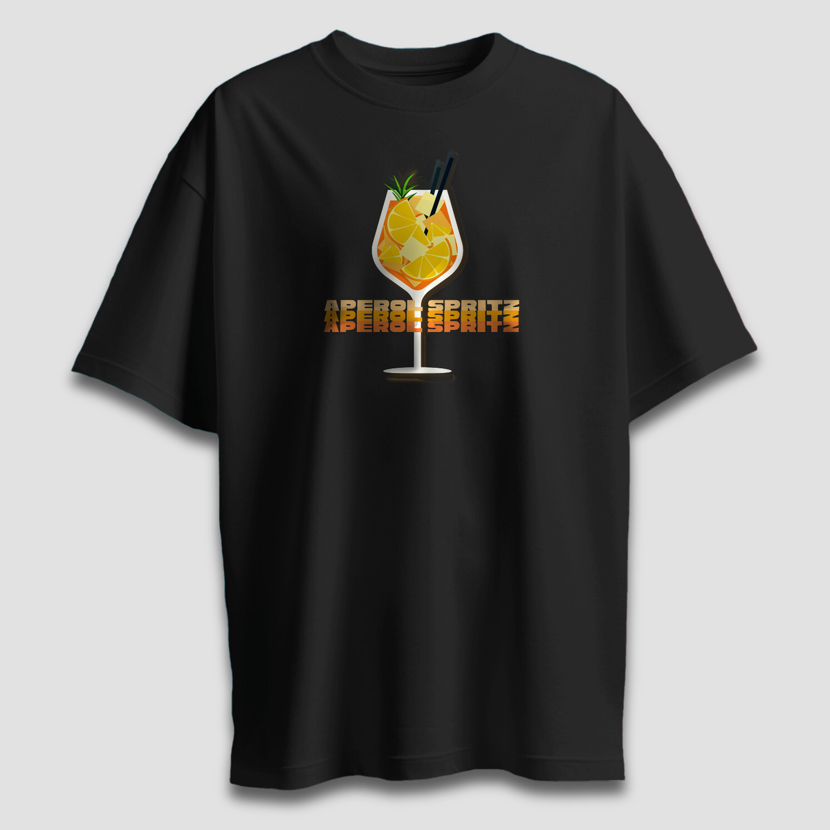 Aperol Spritz - Black - Chapter26 premium oversized graphic t-shirt, shown flat