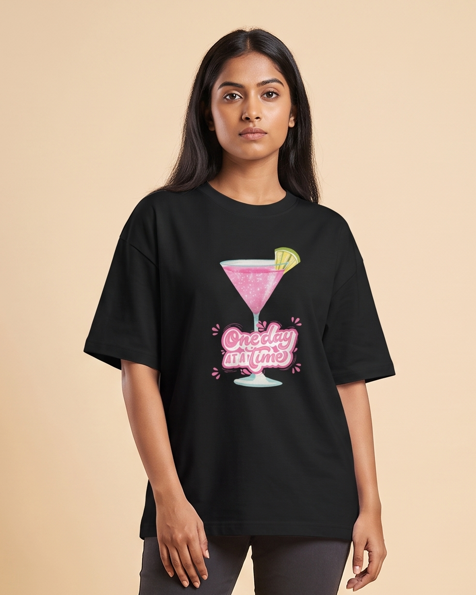 Cosmo - Black - Chapter26 premium oversized graphic t-shirt, worn by a female model