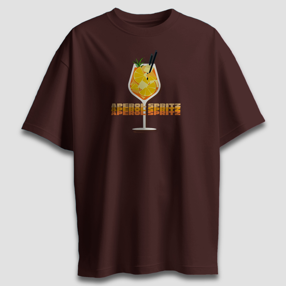 Aperol Spritz - Maroon - Chapter26 premium oversized graphic t-shirt, shown flat