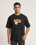 Dark Coffee Roasts Oversized T-Shirt - Black - Chapter26 premium oversized graphic t-shirt, worn by a model