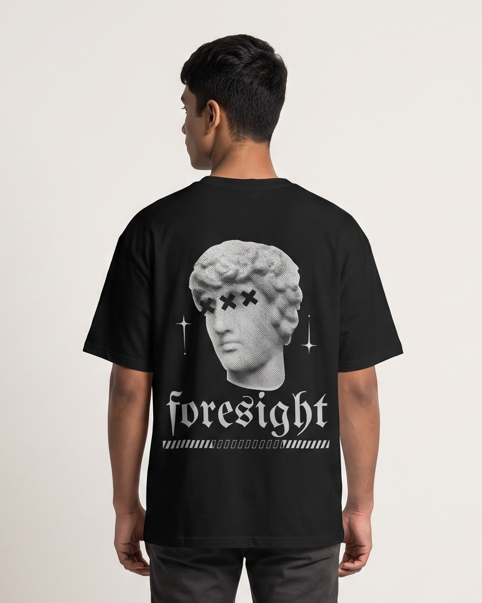 Foresight oversized t-shirt back print on model - Black