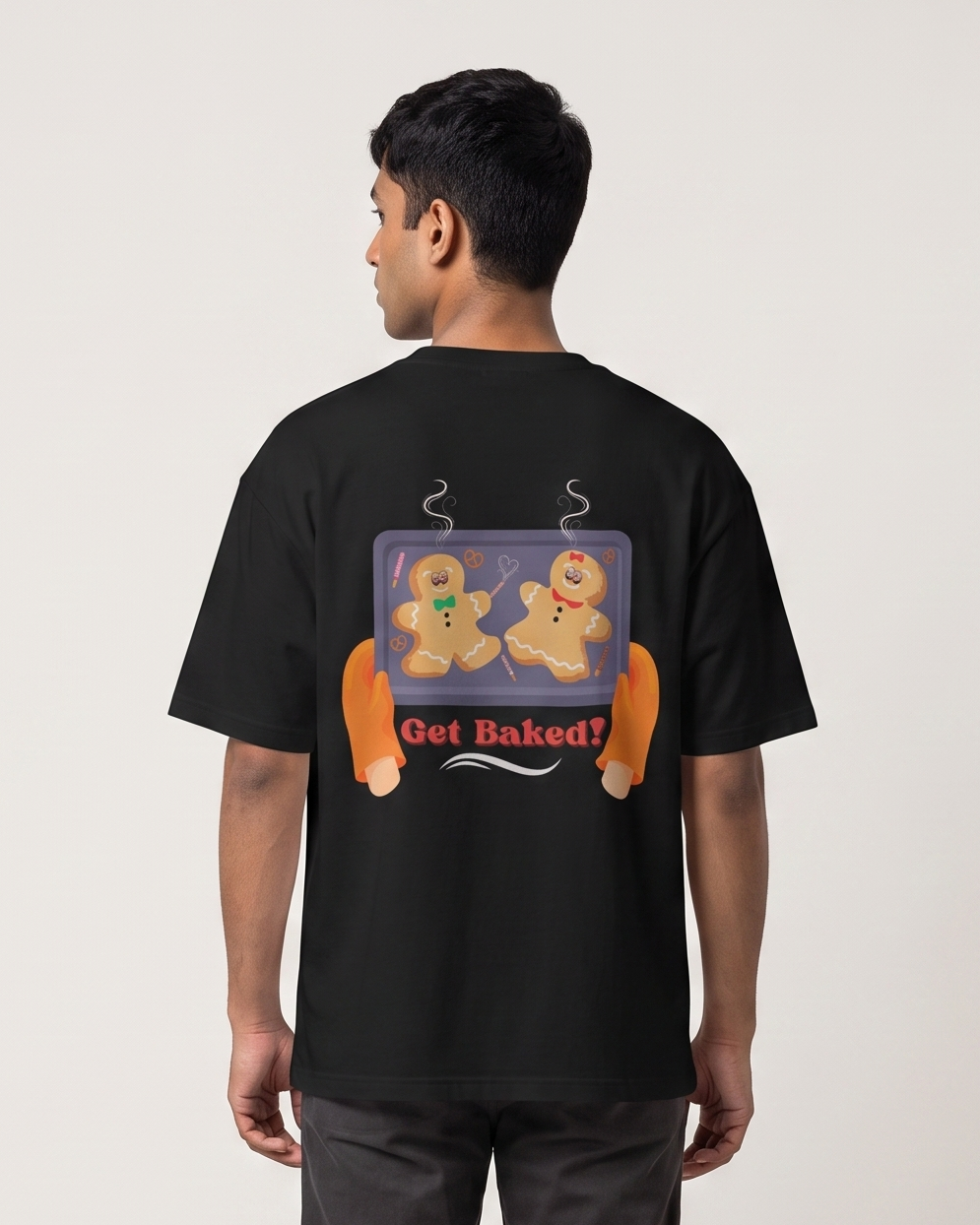 Get Baked oversized t-shirt back print on model - Black