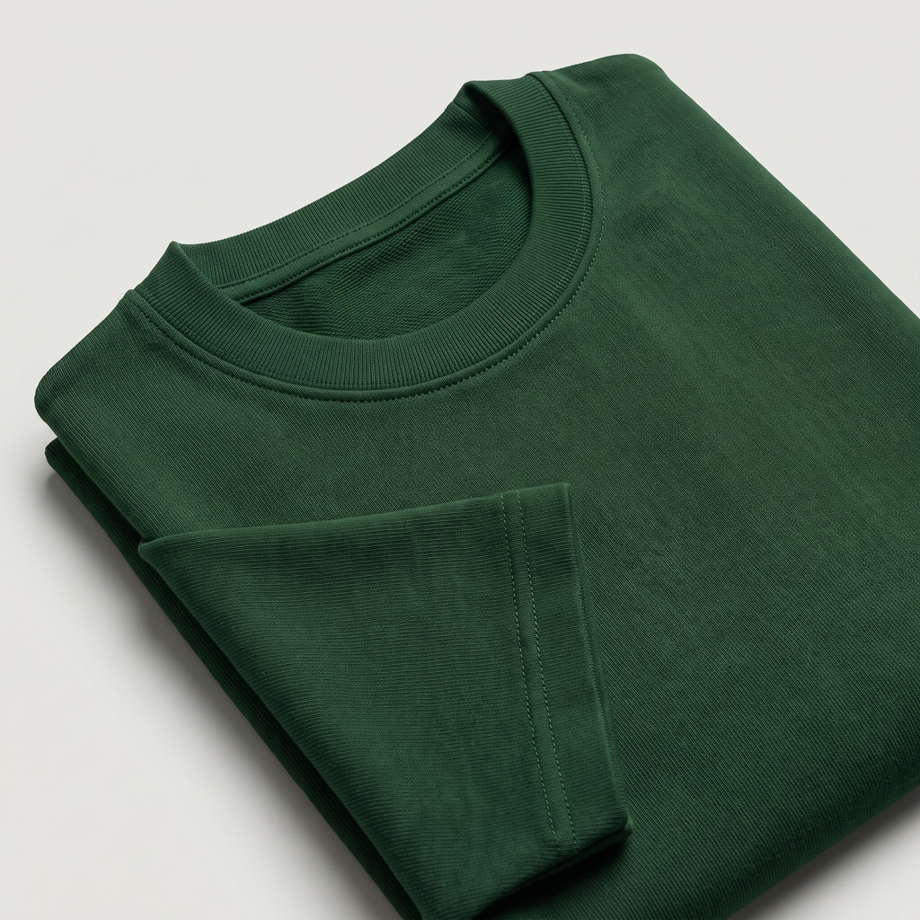 Bottle Green oversized t-shirt, folded fabric detail