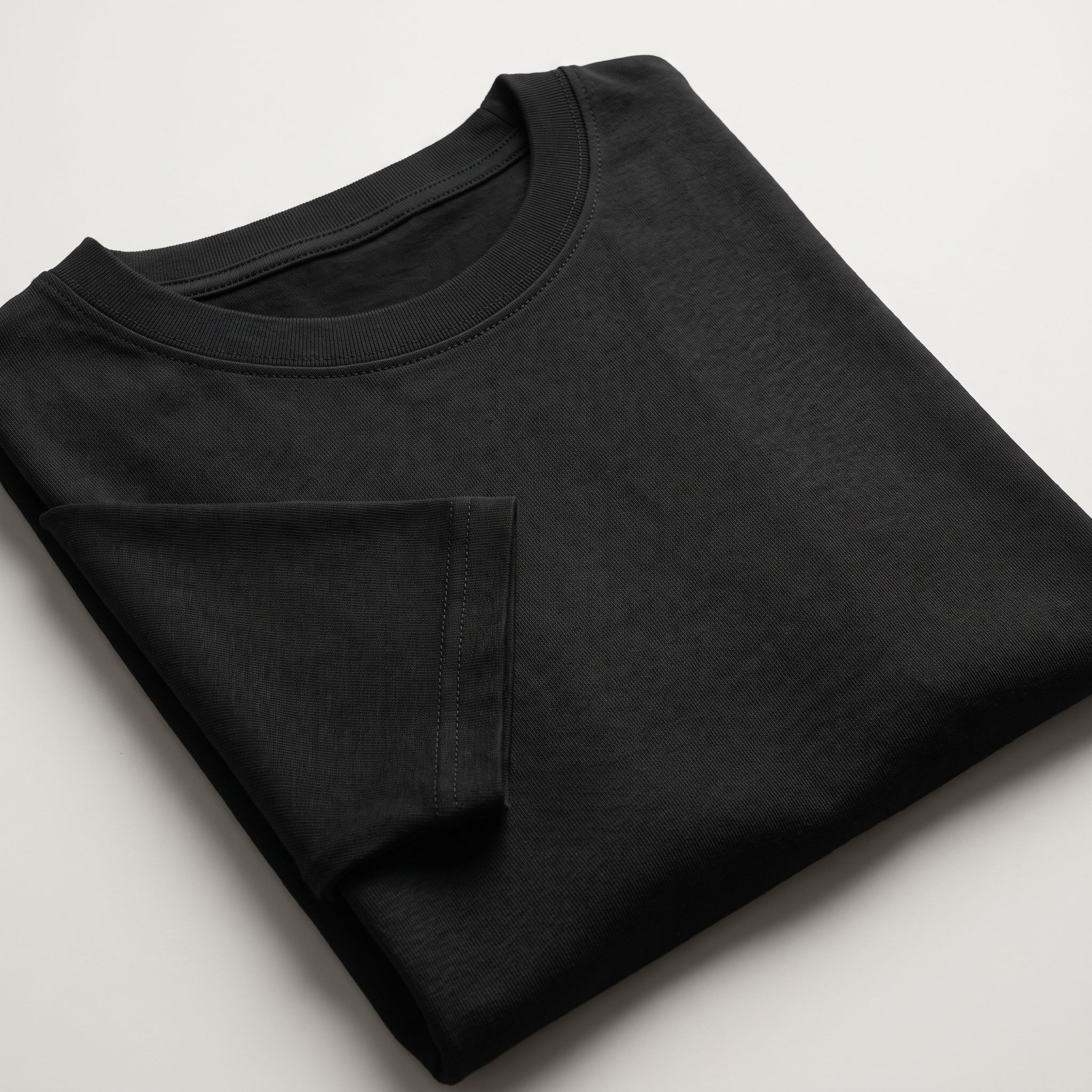 Black classic oversized t-shirt, folded fabric detail