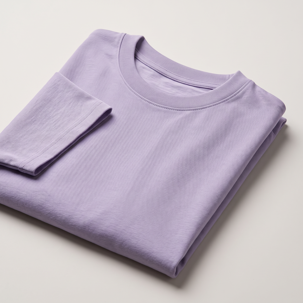 Lavender classic oversized t-shirt, folded fabric detail