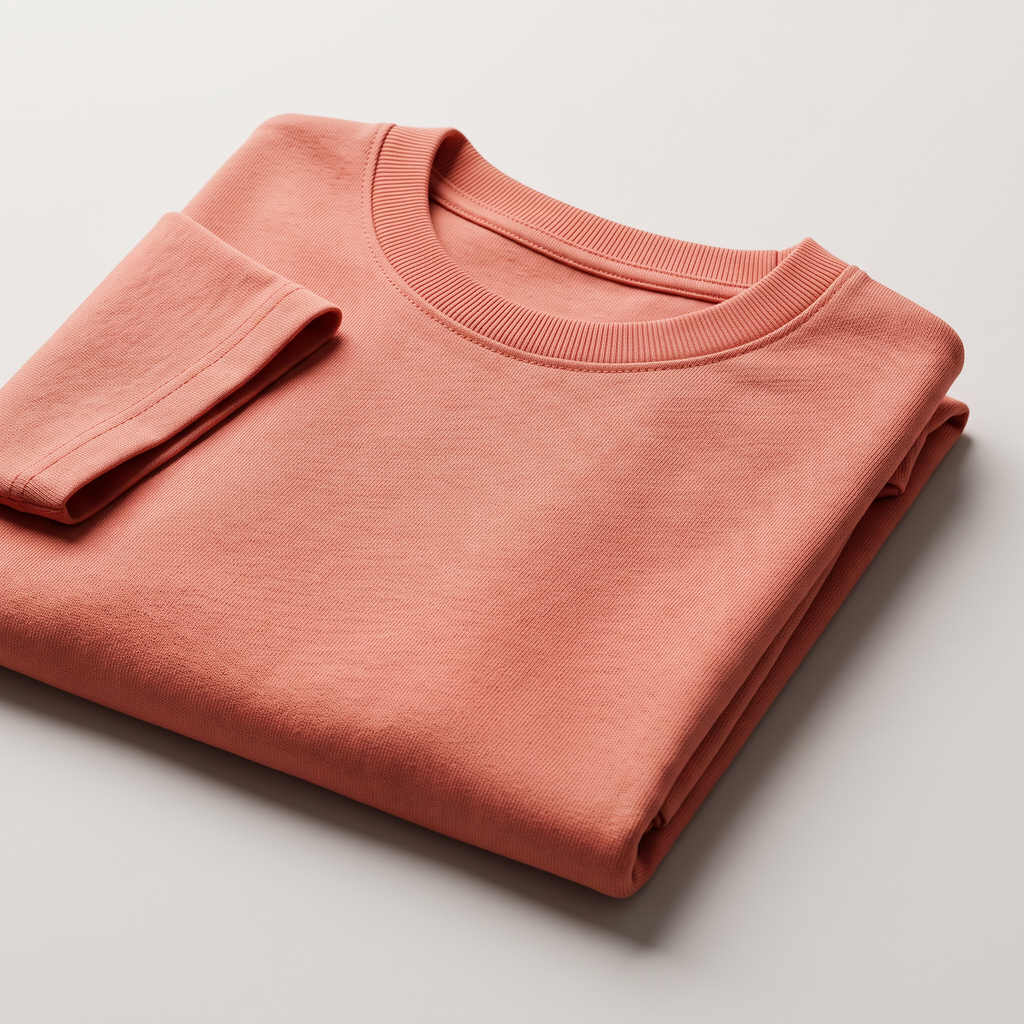 Coral classic oversized t-shirt, folded fabric detail