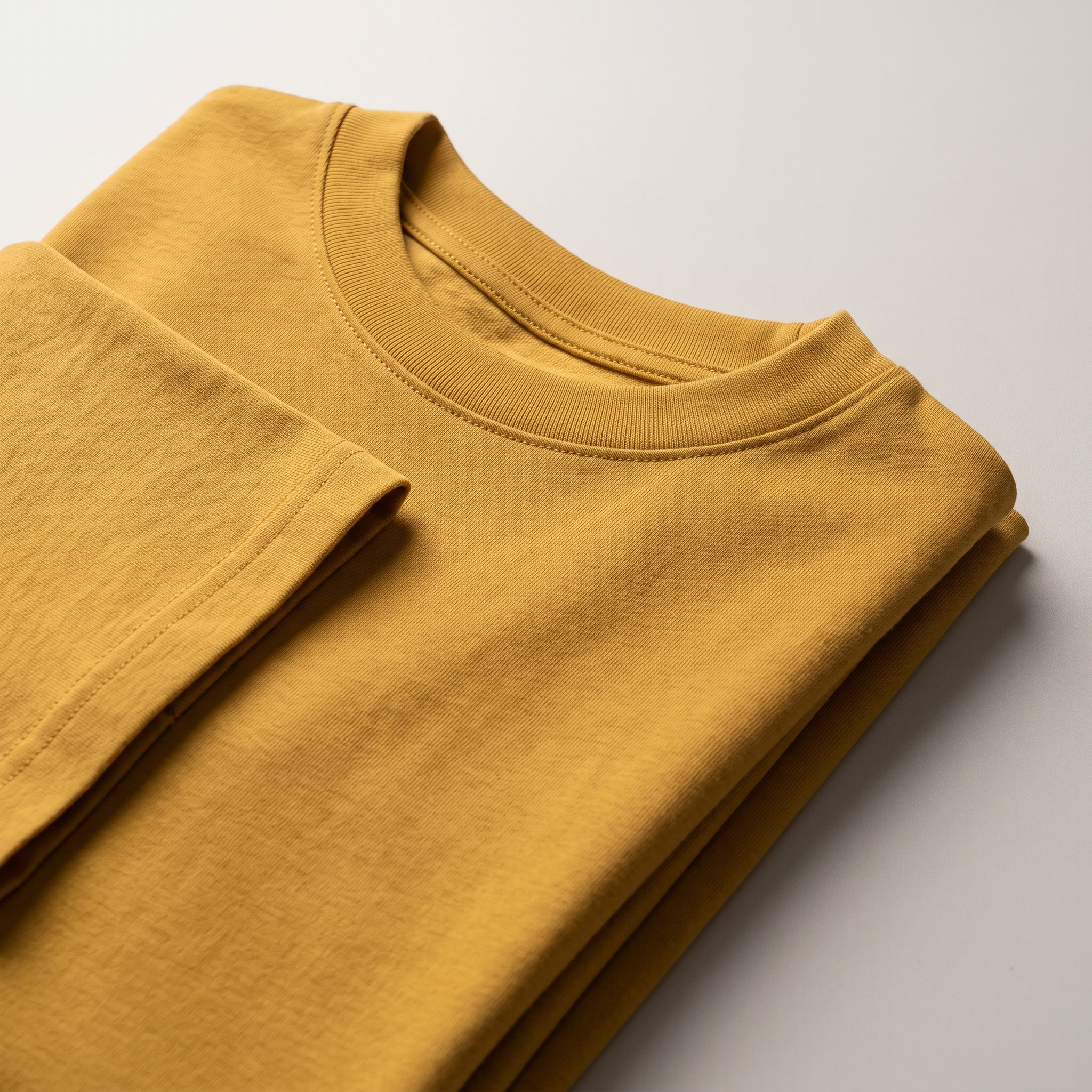 Mustard classic oversized t-shirt, folded fabric detail