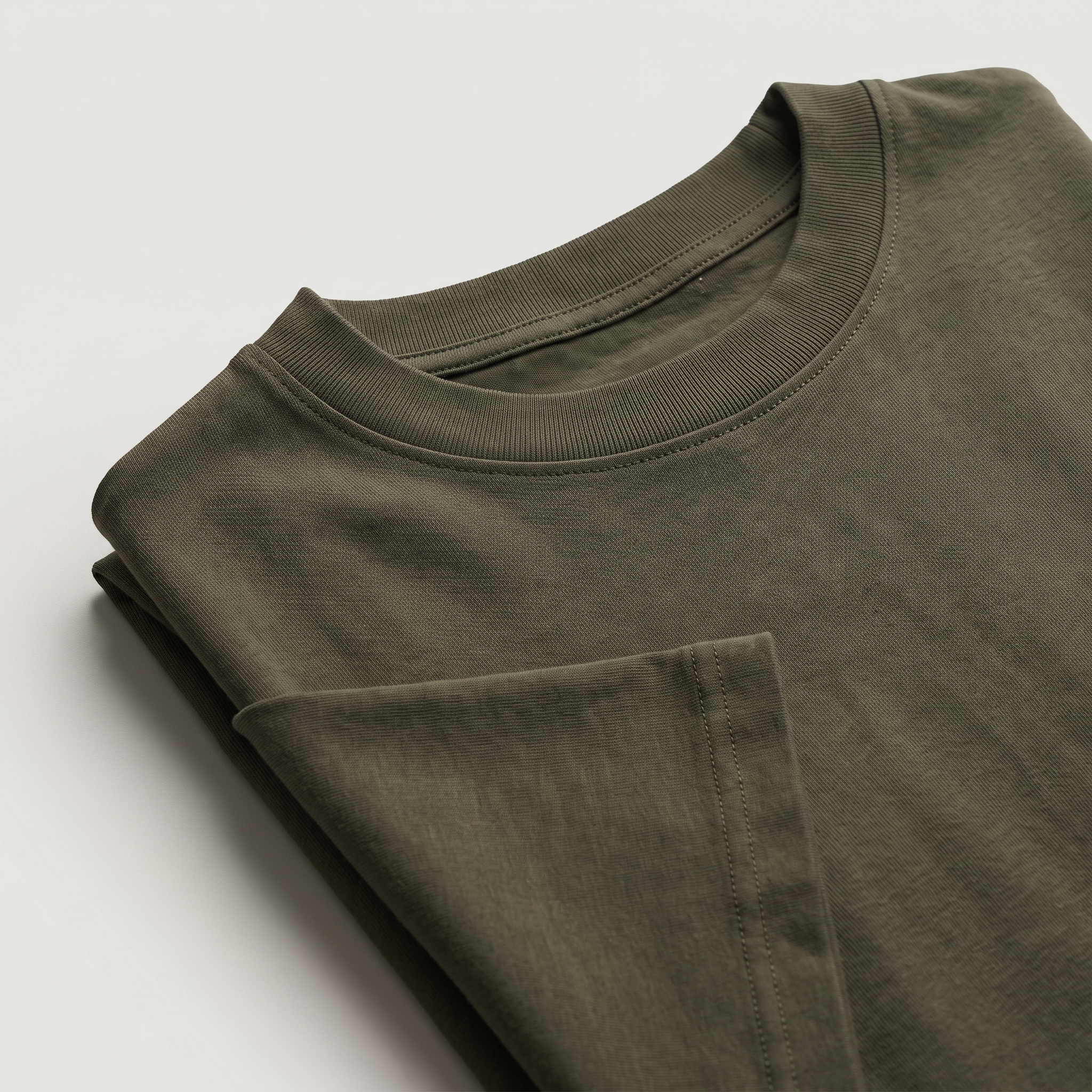 Olive classic oversized t-shirt, folded fabric detail
