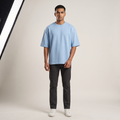 Model wearing Thinker Bell oversized t-shirt, front view