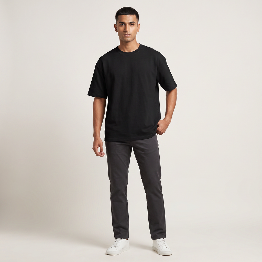 Model wearing High AF Dark oversized t-shirt, front view
