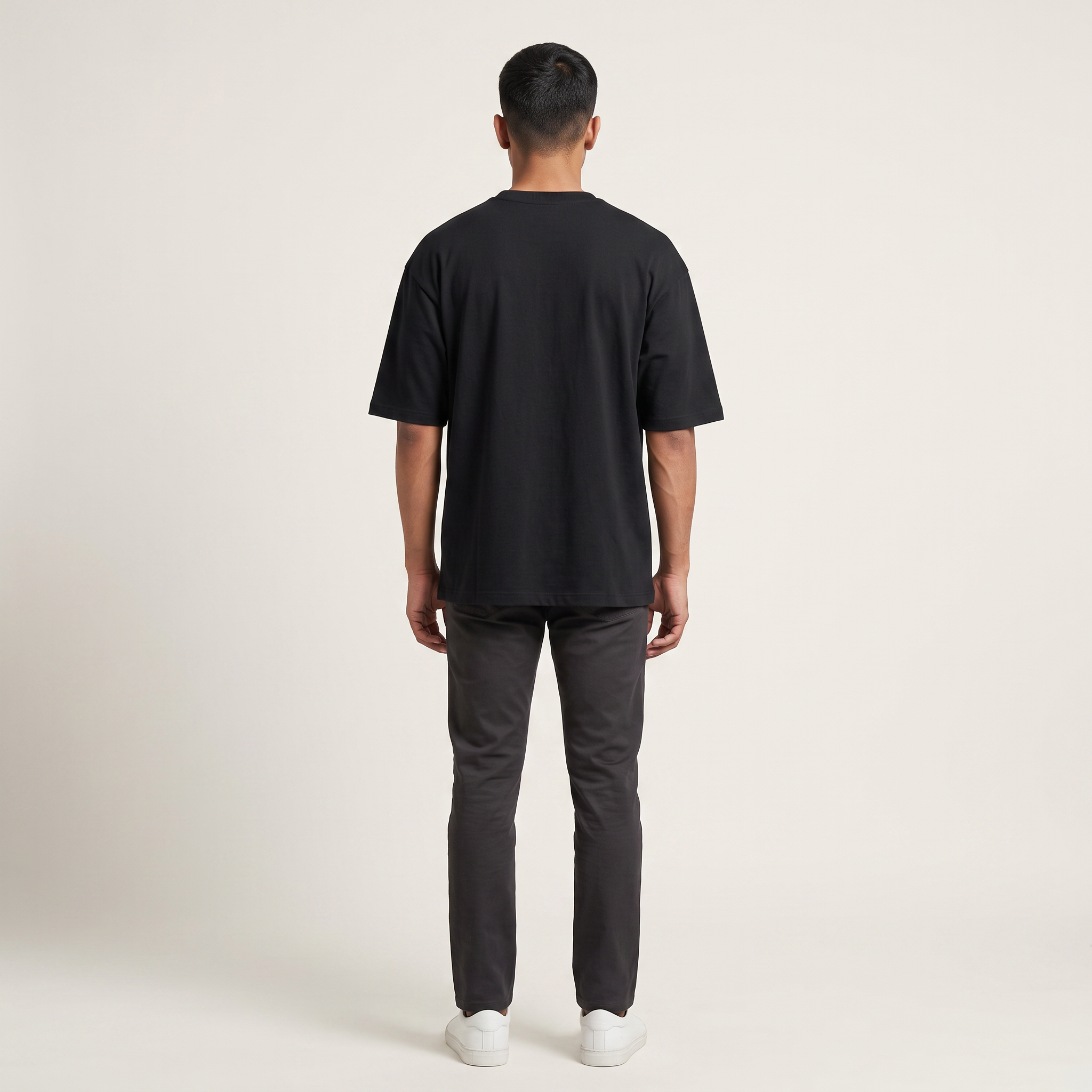 Model wearing Resting Glitch Face oversized t-shirt, back view