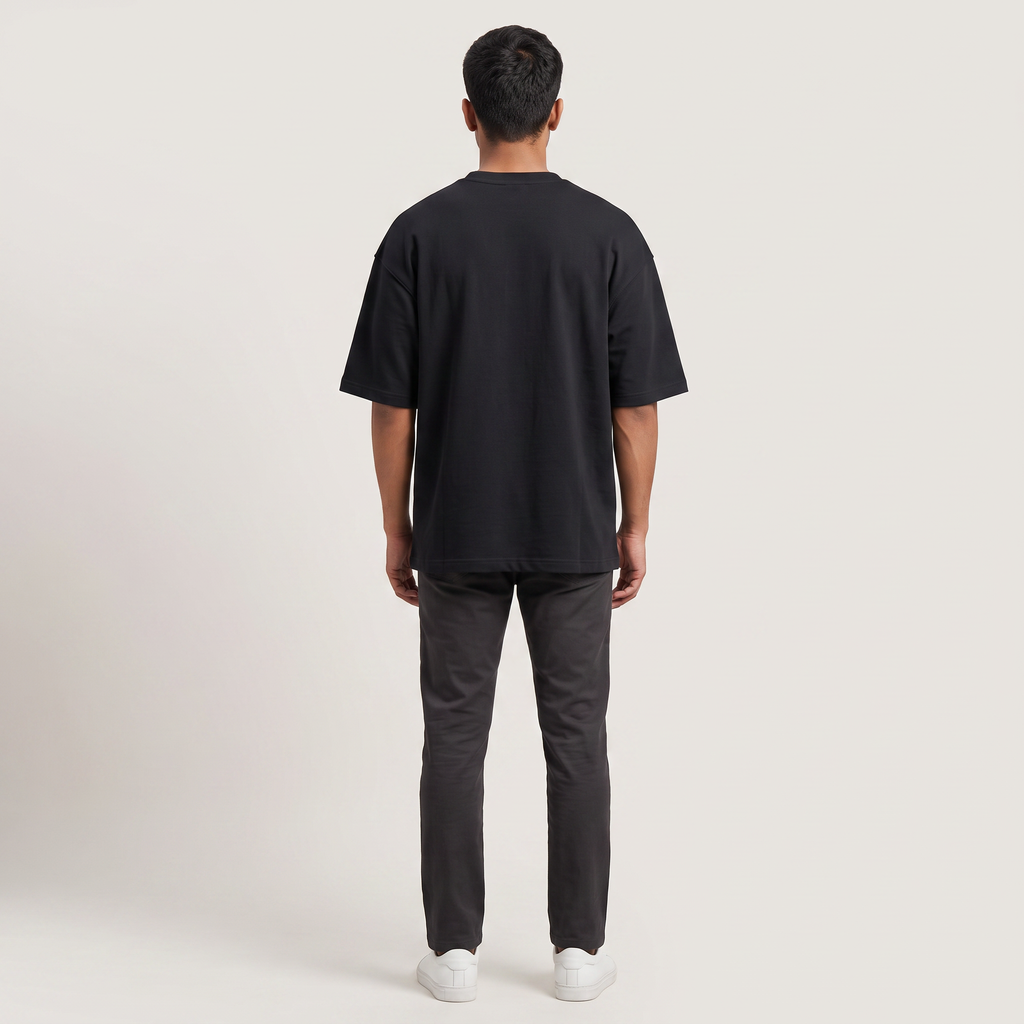 Model wearing Procrastinators Unite oversized t-shirt, back view