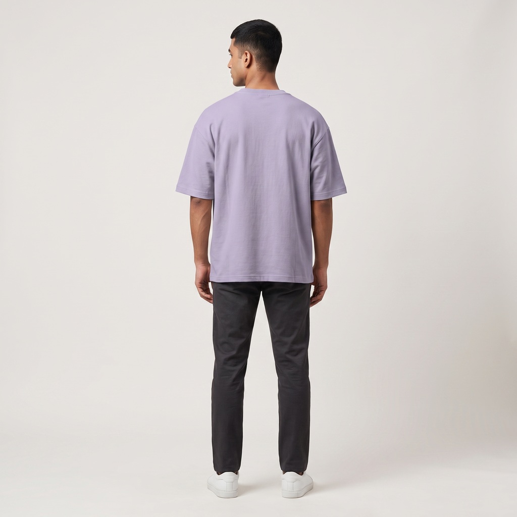 Model wearing Coffee Couture oversized t-shirt, back view