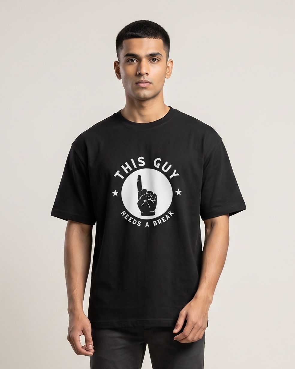 Need a Break oversized t-shirt on model - Black