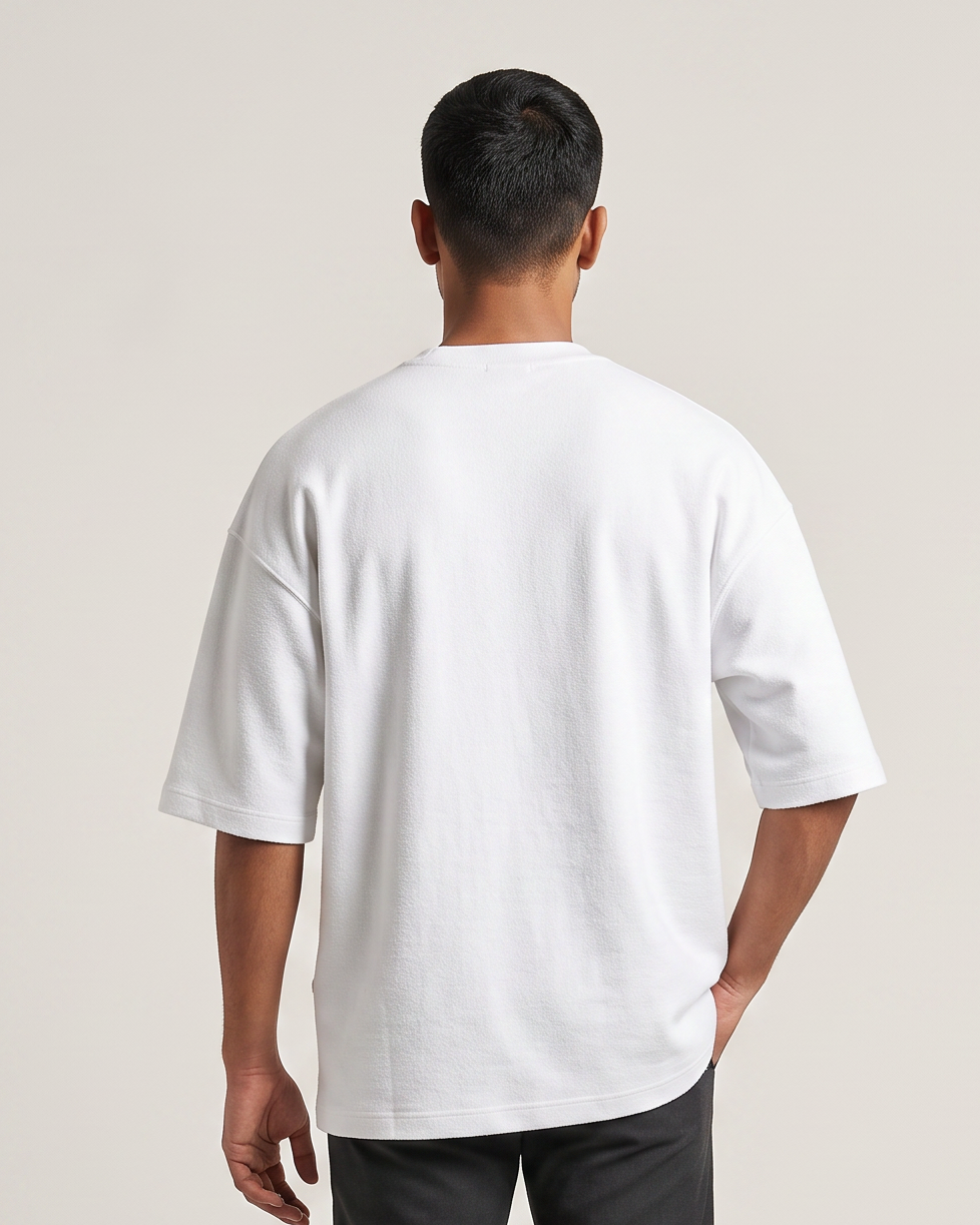 Plain White oversized t-shirt back on model