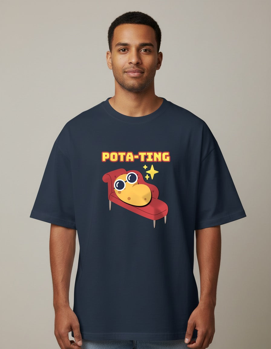 Pota-Ting - Navy Blue - Chapter26 premium oversized graphic t-shirt, worn by a male model