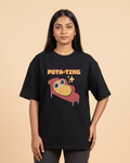 Pota-Ting - Black - Chapter26 premium oversized graphic t-shirt, worn by a female model