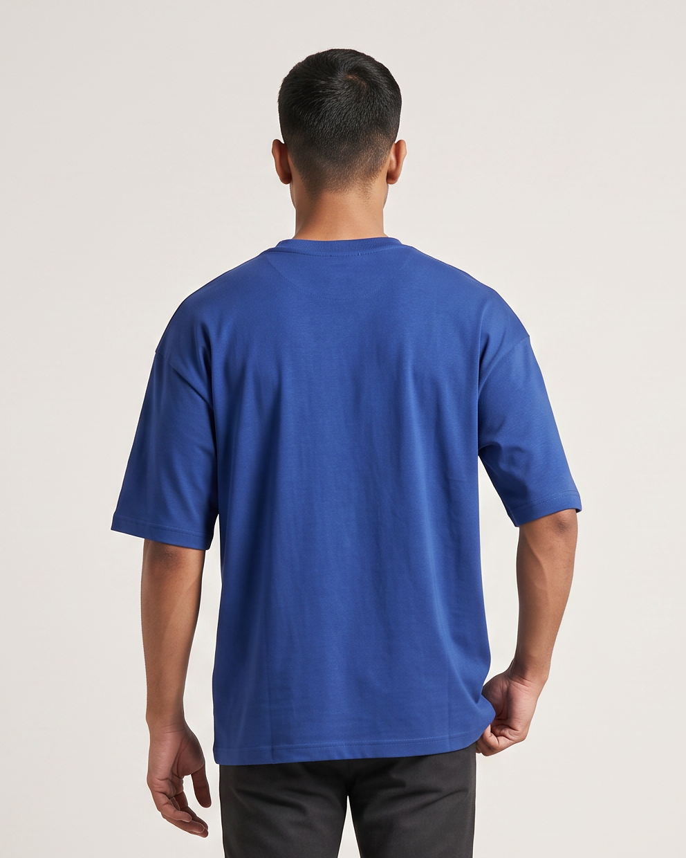 Royal Blue oversized t-shirt back on model