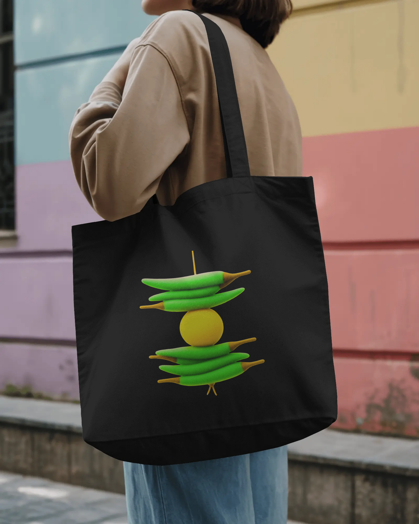 Lemon Chilli - Chapter26 large zippered printed tote bag
