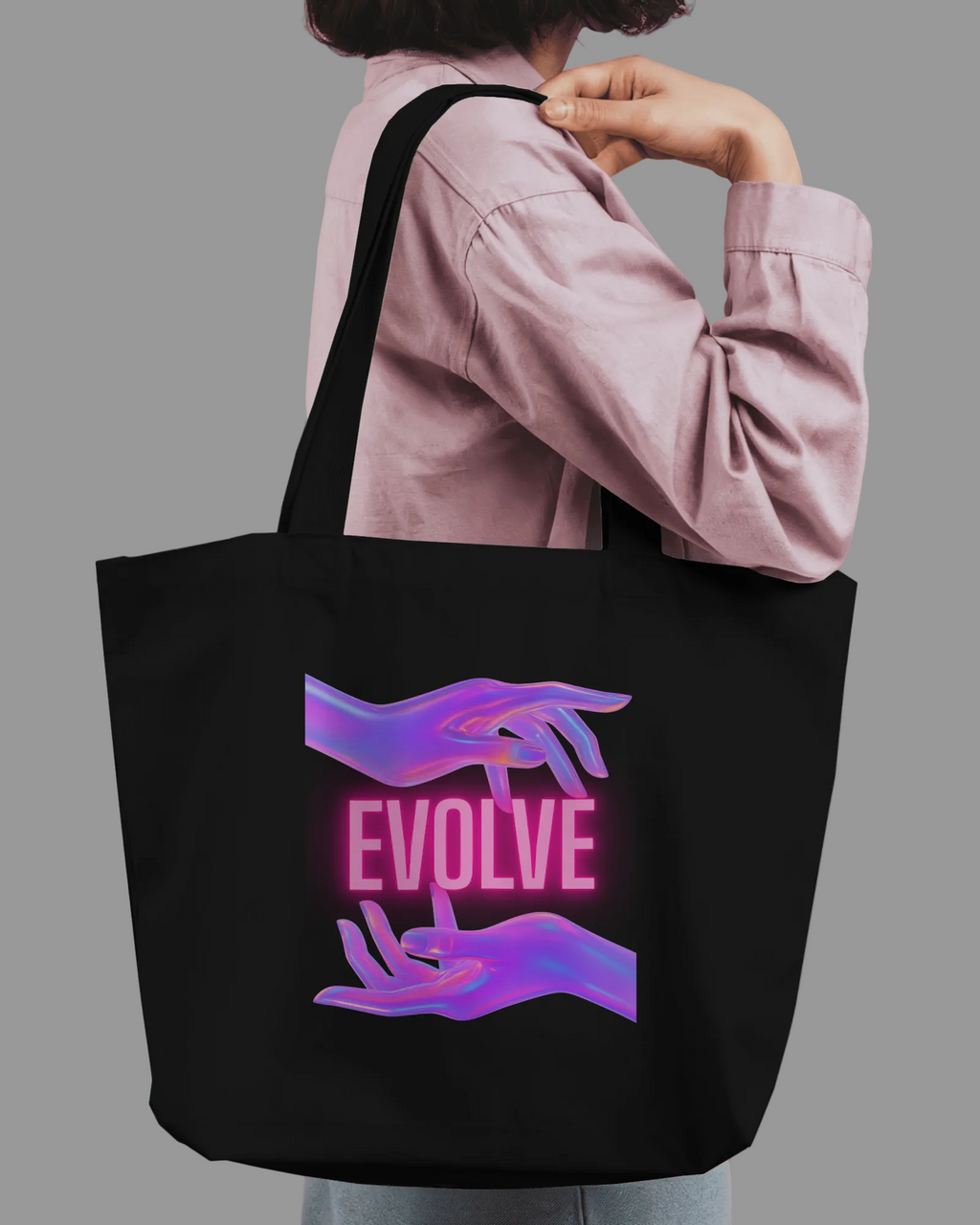 Evolve - Chapter26 large zippered printed tote bag