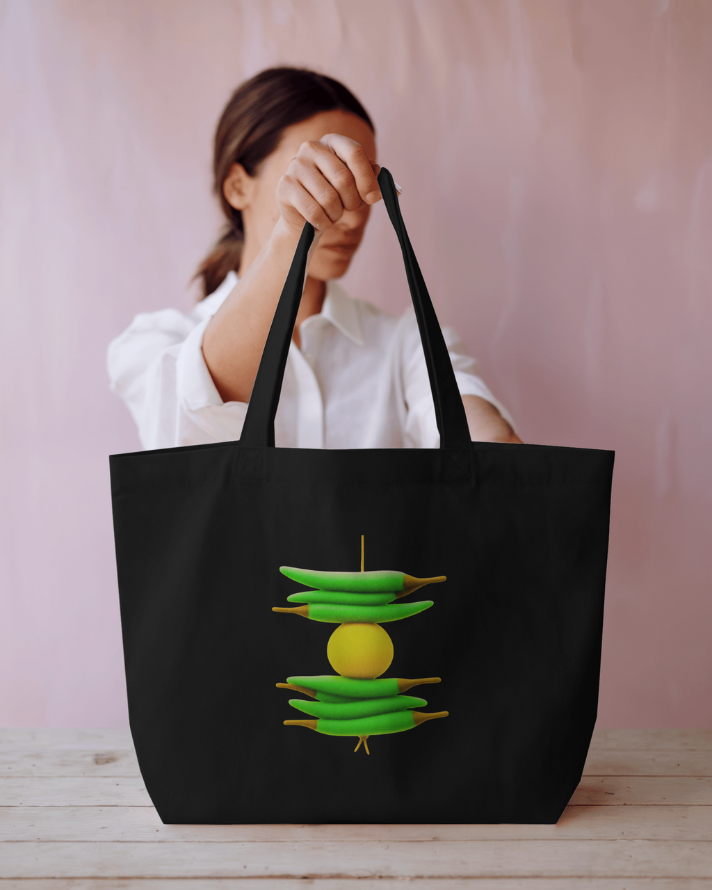 Lemon Chilli - Chapter26 large zippered printed tote bag