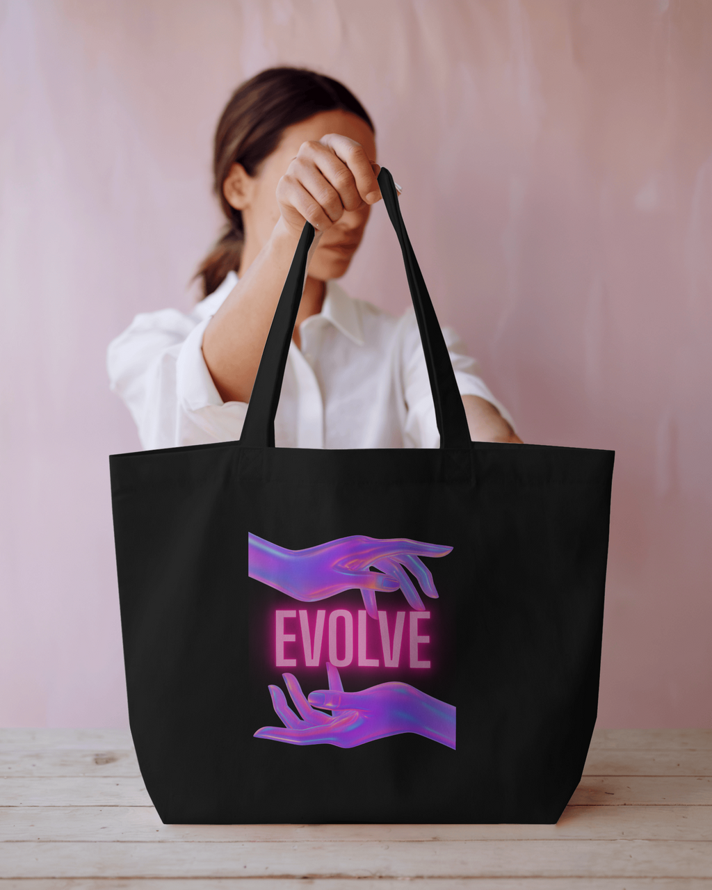 Evolve - Chapter26 large zippered printed tote bag