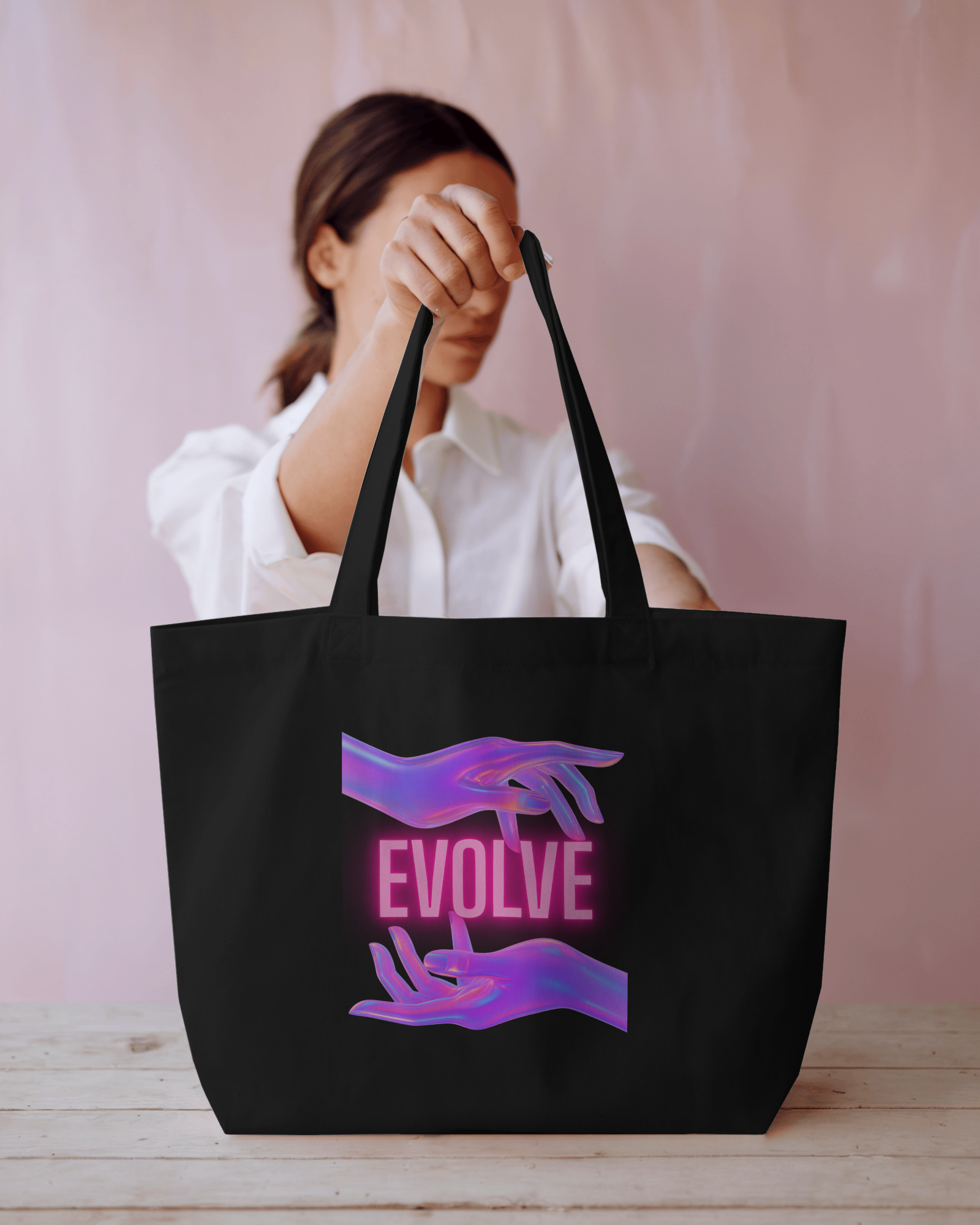 Evolve - Chapter26 large zippered printed tote bag