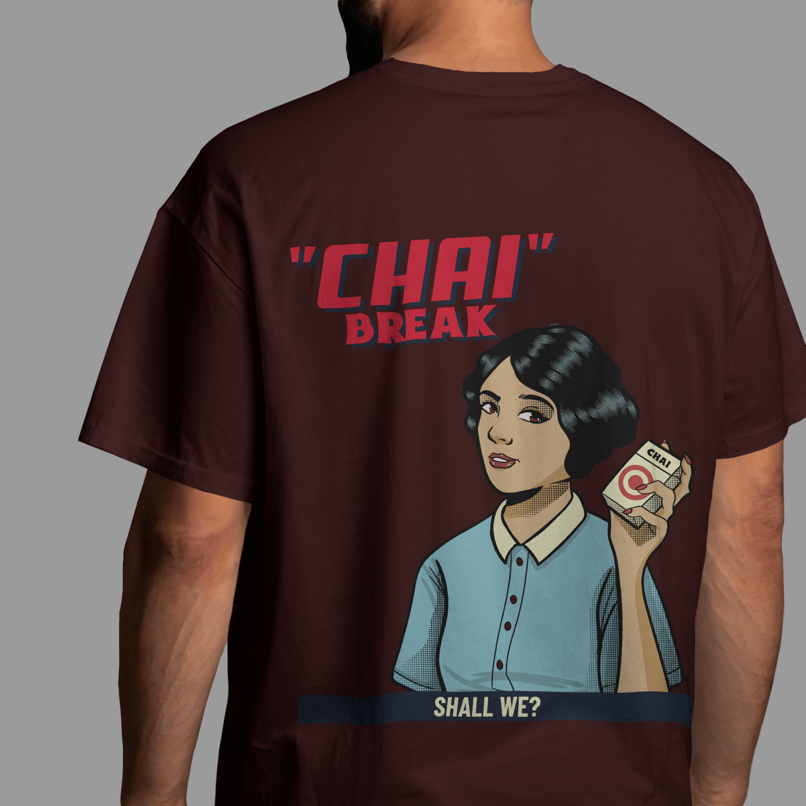 Chai Break - Maroon - Chapter26 premium oversized graphic t-shirt