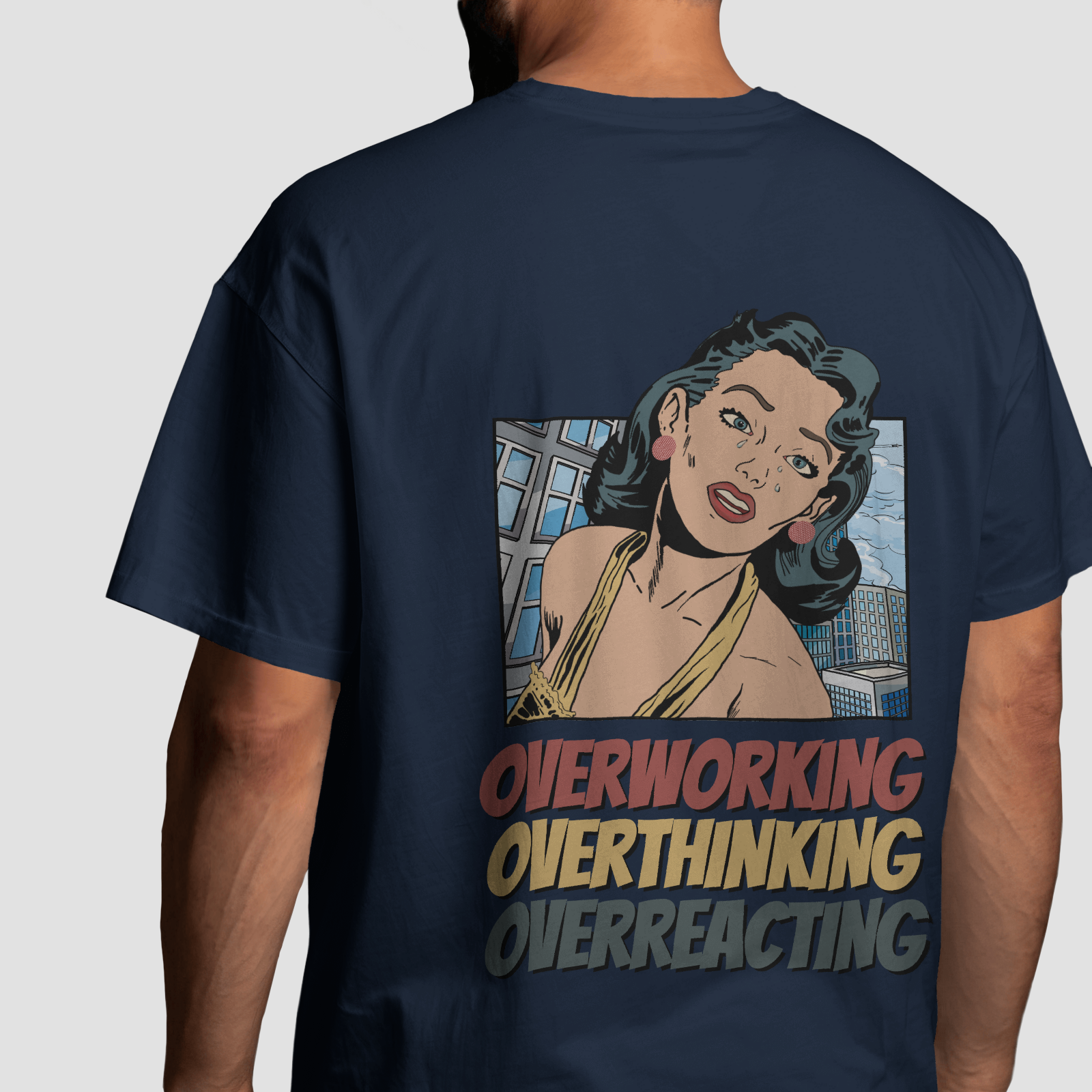Overworking - Navy Blue - Chapter26 premium oversized graphic t-shirt