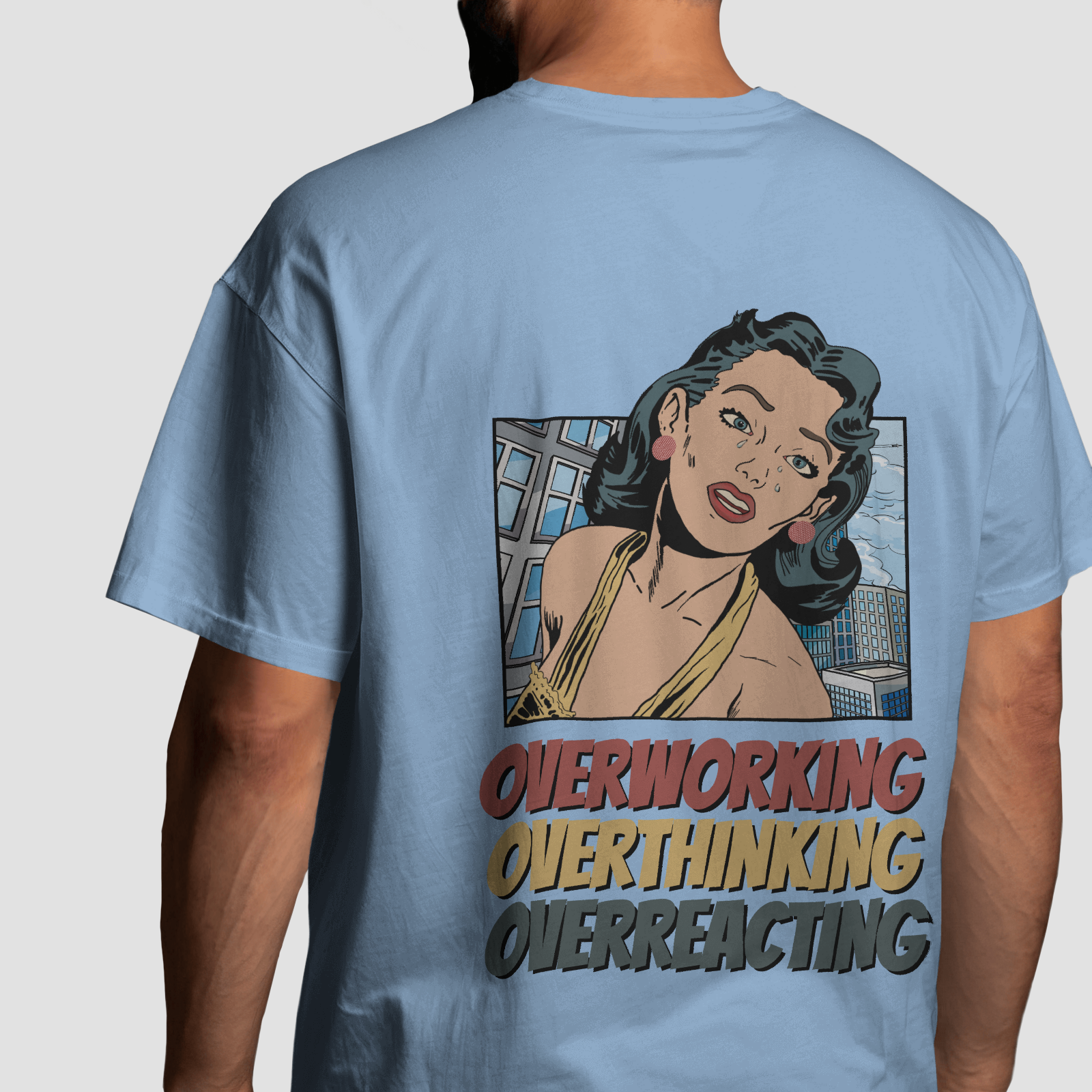 Overworking - Baby Blue - Chapter26 premium oversized graphic t-shirt
